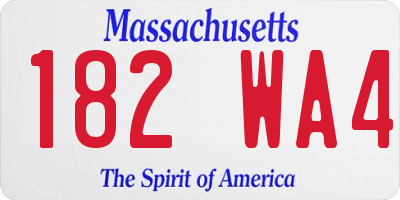 MA license plate 182WA4