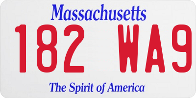 MA license plate 182WA9