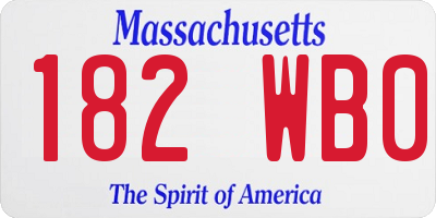 MA license plate 182WB0