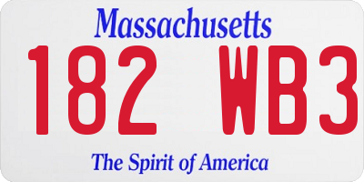 MA license plate 182WB3