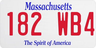 MA license plate 182WB4