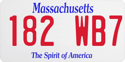 MA license plate 182WB7