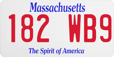 MA license plate 182WB9
