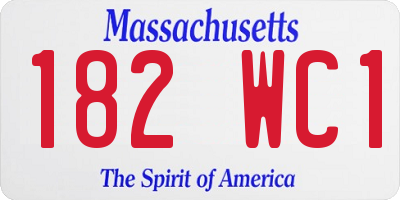 MA license plate 182WC1