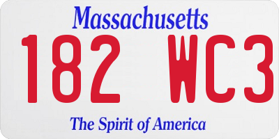 MA license plate 182WC3
