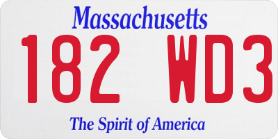 MA license plate 182WD3