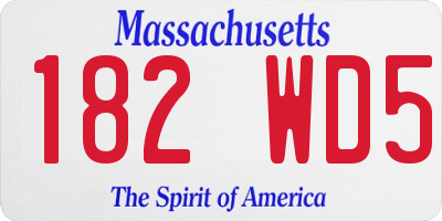 MA license plate 182WD5