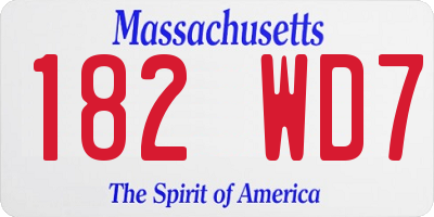 MA license plate 182WD7