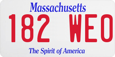 MA license plate 182WE0