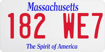 MA license plate 182WE7
