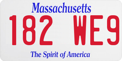 MA license plate 182WE9