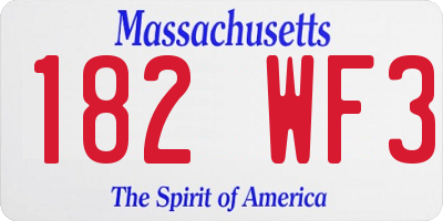 MA license plate 182WF3