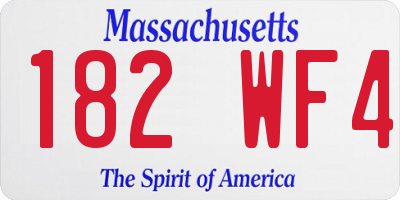 MA license plate 182WF4