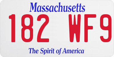 MA license plate 182WF9