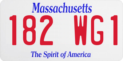 MA license plate 182WG1