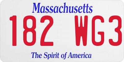 MA license plate 182WG3