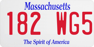 MA license plate 182WG5