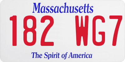 MA license plate 182WG7