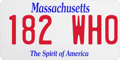 MA license plate 182WH0