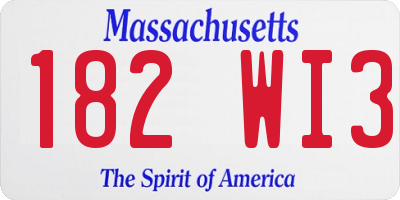 MA license plate 182WI3