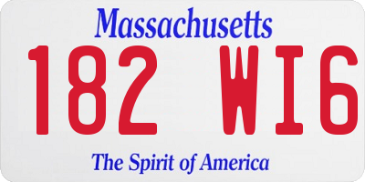 MA license plate 182WI6