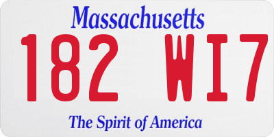 MA license plate 182WI7