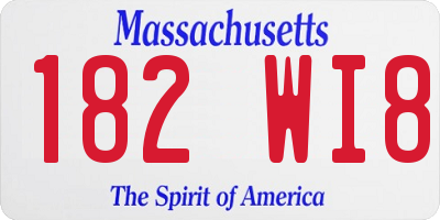 MA license plate 182WI8