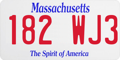 MA license plate 182WJ3