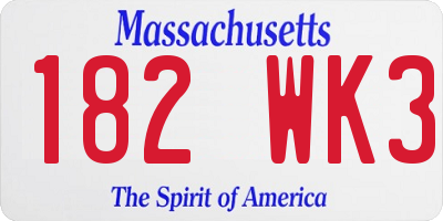 MA license plate 182WK3