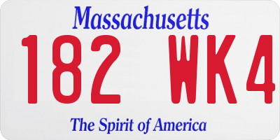 MA license plate 182WK4