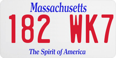 MA license plate 182WK7