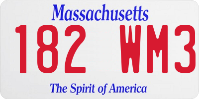 MA license plate 182WM3
