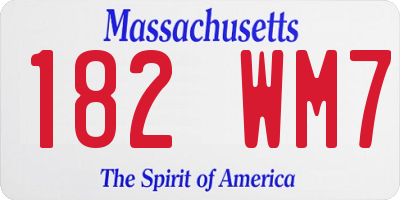 MA license plate 182WM7