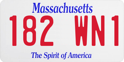 MA license plate 182WN1