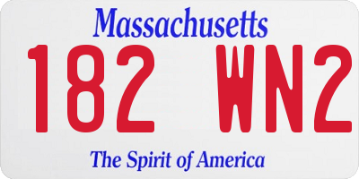 MA license plate 182WN2