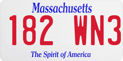 MA license plate 182WN3