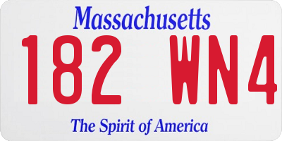 MA license plate 182WN4