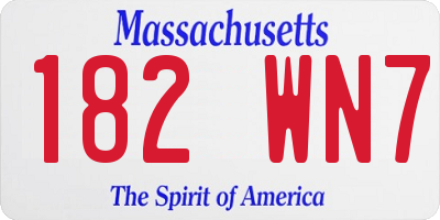 MA license plate 182WN7