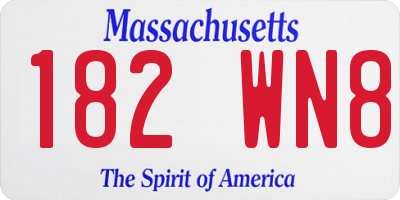 MA license plate 182WN8