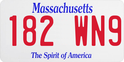 MA license plate 182WN9
