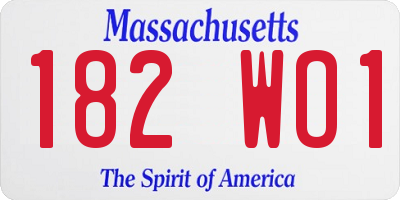 MA license plate 182WO1