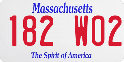 MA license plate 182WO2
