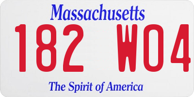 MA license plate 182WO4