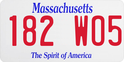 MA license plate 182WO5