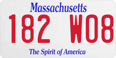 MA license plate 182WO8