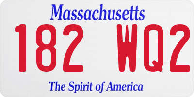 MA license plate 182WQ2