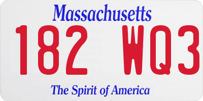 MA license plate 182WQ3