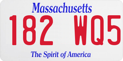 MA license plate 182WQ5