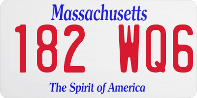 MA license plate 182WQ6