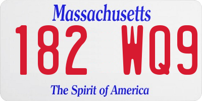 MA license plate 182WQ9